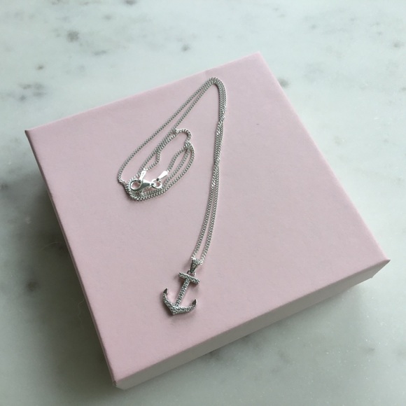 Sterling Silver Cz Anchor Necklace - Picture 9 of 15